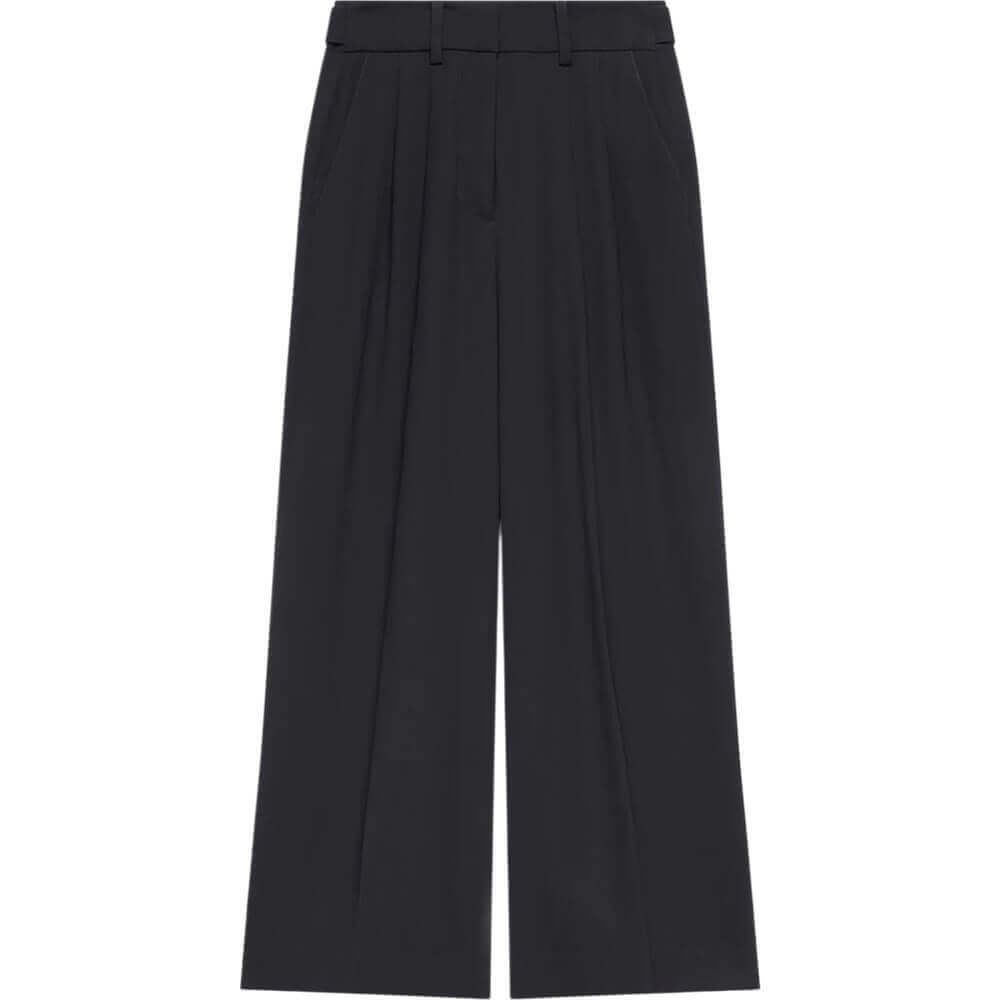 Mint Velvet Black Pleated Cropped Trousers